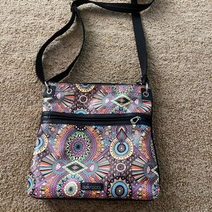 Sakroots Multicolor Mandala Print Crossbody Bag with Black Strap
